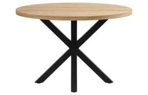 Dubový jídelní stůl Kave Home Argo 120 cm s černou kovovou podnoží