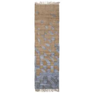 Béžovo-modrý jutový běhoun Bloomingville Vikka 75 x 245 cm