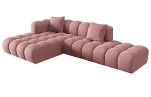 Růžová sametová rohová pohovka Windsor & Co Halley 309 cm