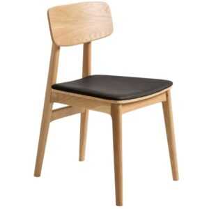 Dubová jídelní židle Unique Furniture Livo s černým koženkovým sedákem