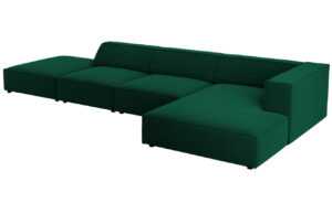 Lahvově zelená sametová rohová pohovka Cosmopolitan Design Arendal 341 cm